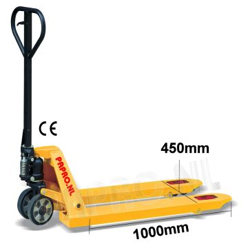 Palletwagen 1000mm L/450mm breed/ wielen-rubber/enkel