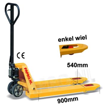 Palletwagen 2500 kg 900mm L / wielen-rubber/enkel poly