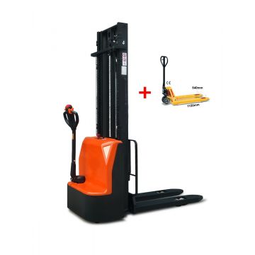 Stapelaar vol elektrisch 1200 KG/ hefhoogte 3600mm plus palletwagen